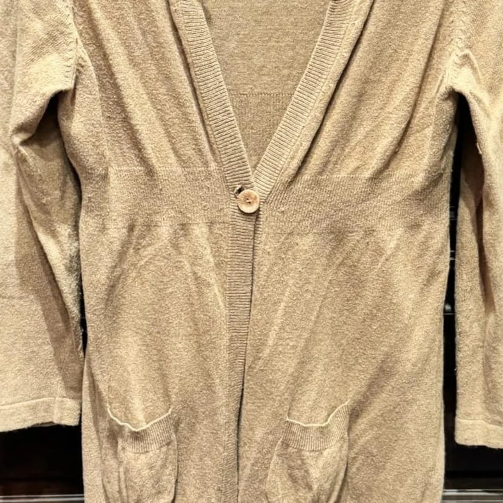 BCBG COTTON CASHMERE Tan Long Cardigan with Button XL